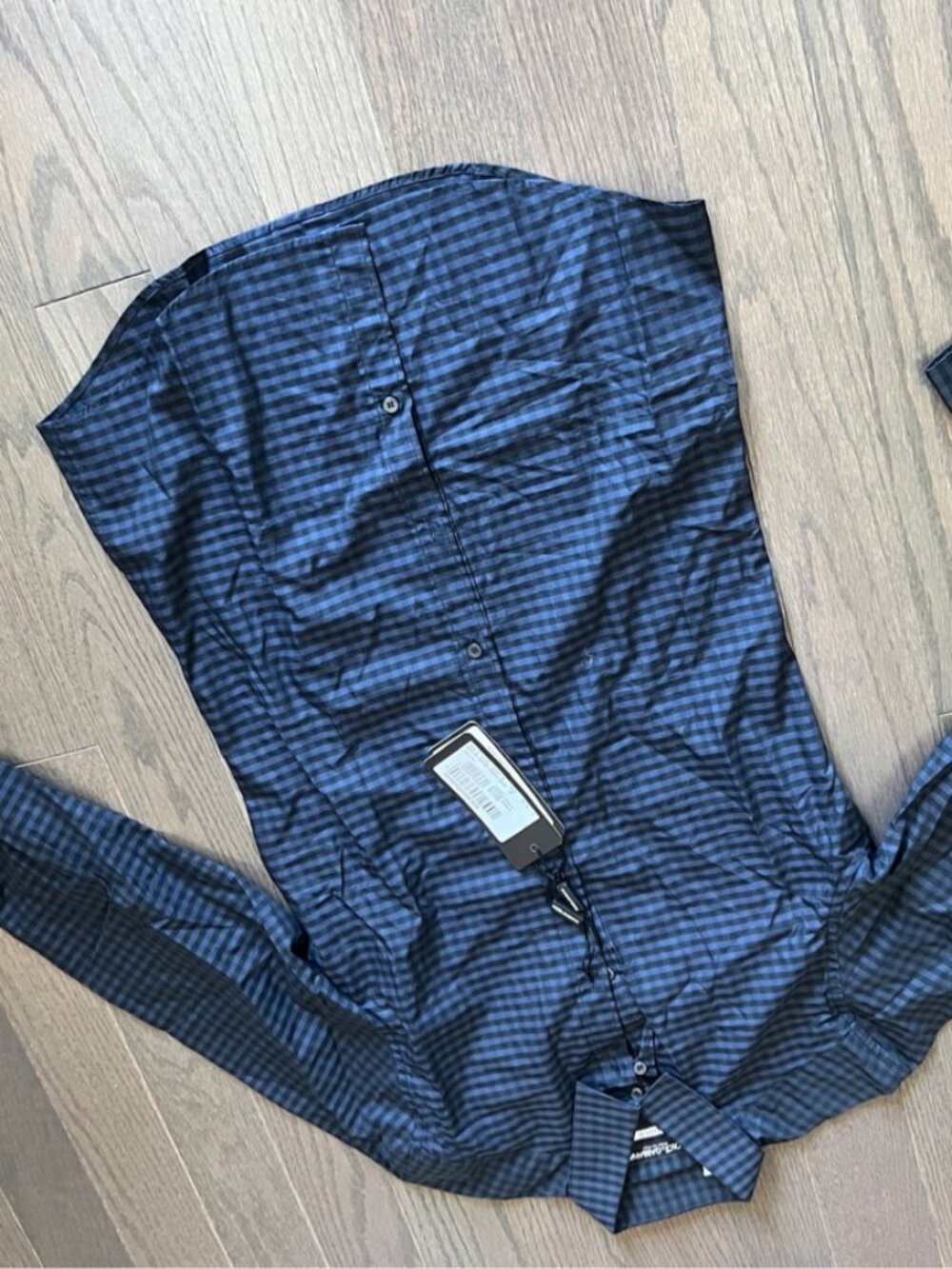 Dolce & Gabbana Blue Check Dress Shirt, Size 38, New with Tags